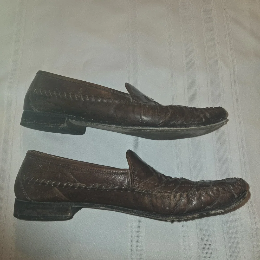 Florsheim Mens Woven Leather Slip On Loafers Oxford Dress Shoes Size 12